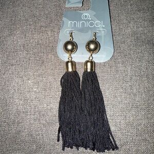 Minicci Black‎ and Gold Statement Tassel Earrings